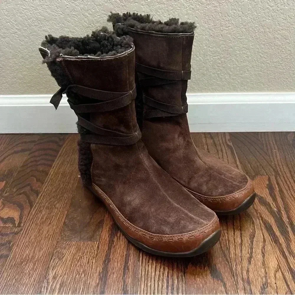 The North Face Isabel II Winter Boots Women’s Size 9 Brown Leather Side Zip